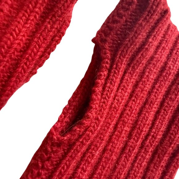 VTG Neiman Marcus Full Finger Knit Long Arm Warmers Gloves Small Red Black - Picture 5 of 9